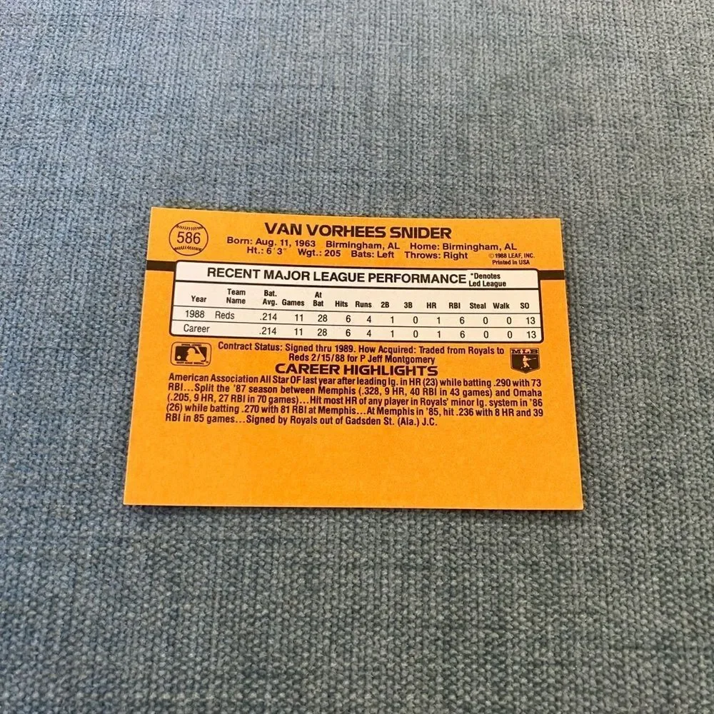 1989 Donruss Cincinnati Reds Baseball Card Trading Card